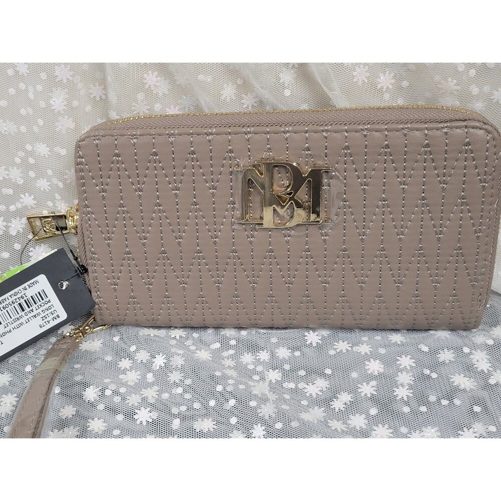 Badgley Mischka Vegan Long Wallet, Taupe NWT